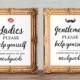 Wedding bathroom basket signs - womens and mens hospitality basket - his and hers bathroom signs -  printable 8x10 and 5x7 (set of two)