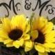 Rustic Sunflower Mr. & Mrs. Wedding Cake Topper ( Your Own Personalized Message Available)