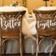 Better Together Hanging Chair Signs, 6in. Vintage script wedding reception sweetheart decor Gold - Wedding Day Studio - Cheap Shipping!