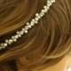 Wedding Headband Beaded Bridal Hair Accessories with Crystals and Pearls, Silver or Gold Rhinestone Dainty Thin Forehead Halo