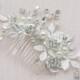 Silver Rose Bridal Hair Comb Flower Wedding Hair Piece Crystal Decorative Hairpiece Platinum Floral Hair Accessory Tiara Crown Halo Wreath