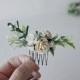 Hair comb Ivory and off white grenery headpiece, floral hair piece, ivory hair clip, bridal hair piece, greenery comb, leavfy comb, white cl