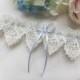 Something blue wedding garter, pearl bridal garter with ivory venise lace, garters for wedding with a gift box