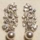 Bridal Pearl Chandelier Earrings, Wedding Pearl Cubic Zirconia Earrings Swarovski White Pearl Silver Earring Bridal Jewelry Wedding Jewelry