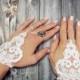 White lace bridal short gloves, flower girl gift beaded wedding gloves, fingerless gloves, fairy wedding gloves, bridal cuff