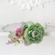 Green mint Wedding headband flower Head wreath purple green crown Boho bridal crown Summer wedding flowers accessories hair Crown mint
