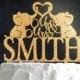 Wedding cake topper with little elephants. Bride and groom Cake topper. Custom cake topper. Silhouette topper. Personalized topper.