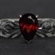 garnet ring pear cut garnet engagement rings promise ring silver January birthstone ring