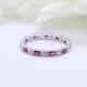 3mm Art Deco Band Ring Baguette Simulated Ruby Round Diamond CZ Solid 925 Sterling Silver Eternity Band, Anniversary Wedding Alternating