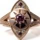 Ready to Ship Size 6 - 8 - The Seer - Irradiated Purple Diamond Evil Eye Ring with White Diamonds and Millgrain - 14k Rose Gold