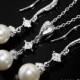 Ivory Pearl Bridal Jewelry Set Swarovski 8mm Pearl Earrings&Necklace Set Small Pearl Silver Wedding Set Pearl Jewelry Set Bridesmaids Set