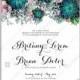 Succulent Peony wedding vintage invitation vector card template