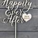 Personalized Happily Ever After Initials & Date Cake Topper with Heart 6" inches wide, Wedding Cake Topper, Fairytale Cake Topper, Custom