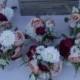 Bridesmaids Bouquets, Wedding Bouquet, Wedding Flowers, Artificial Wedding Bouquet, Silk Flower Bouquet, Wine, Burgundy,Champagne, Cranberry