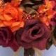 Wedding Bouquet, Bridal Bouquet, Bridesmaid Bouquet, Silk Flower Bouquet, Wedding Flower, 17 Piece Set, Fall, Orange, Brown, Lily Of Angeles