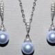 Blue Pearl Bridal Jewelry Set, Swarovski 8mm Light Blue Earrings&Necklace Set, Bridal Jewelry Set, Bridesmaids Gift Jewelry, Wedding Jewelry