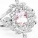 Lily Flower Oval Morganite & Diamond Bridal Three Rings Set