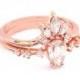 Pear Rose Cut Diamond Wedding Rings Set