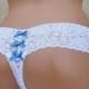 WHITE Lace Bridal Thong w Blue Bows & i do - Personalized Bride Underwear - Something Blue Bridal Panties - Sizes XS-XXL