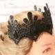 Clothing gift Black Crown  Queen Lace Crown sexy festive accessory Halloween Costume Headpiece Swan Fascinator Mistress Black fascinator