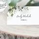 Watercolor Greenery Printable Wedding Place Cards w/ Eucalyptus Leaves (Flat and Tent Folded) • INSTANT DOWNLOAD • Editable Template #027