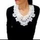 White lace statement bib necklace, floral collar wedding necklace, wearable art, christmas gift for her