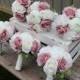 Dusty Rose and Ivory Wedding Bouquet, Wedding Flowers, Bridesmaid Bouquets, Corsage, bridal Flower Package