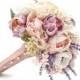 Spring Wedding Bridal or Bridesmaid Bouquet - add a Groom's Boutonniere - White Calla Lily Lavender Pink Peonies White Anemones Lilac