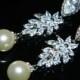 Wedding Cubic Zirconia Pearl Chandelier Earrings, Swarovski Ivory Pearl Bridal Earrings, Vintage Style Earrings, Victorian Crystal Earrings