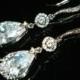 Crystal Bridal Earrings, Cubic Zirconia Chandelier Wedding Earrings, Teardrop Crystal Silver Earrings, Crystal Dangle Earrings, Prom Jewelry