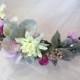 Bachelorette Veil - Bride to be floral crown - Bride -Hen Party - Bridal Shower veil - Hen Party Veil lilac Floral crown with veil boho