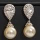 Pearl Bridal Earrings Swarovski 10mm Ivory Pearl Drop CZ Earrings Wedding Pearl Earrings Cubic Zirconia Pearl Earrings Bridal Pearl Jewelry