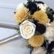 Gold, Navy Blue, Ivory Bouquet - sola flowers - Customize colors - Alternative bridal bouquet - bridesmaids bouquet