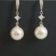 Bridal Pearl Earrings, Pearl Drop Pearl Silver Earrings, Wedding Pearl Jewelry, White Pearl Dangle Earrings, White Pearlscent Pearl Earrings