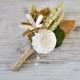 Ivory Rustic Boutonniere, Sola Wood Bouttonhole, Groom Alternative Boutonniere, Rustic Wedding.