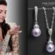 Lavender Pearl Jewelry Set, Swarovski 8mm Pearl Earrings&Necklace Set, Lilac Silver Jewelry Set, Wedding Lilac Jewelry, Prom Lilac Jewelry