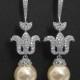 Pearl Fleur De Lis Earrings, Bridal Pearl Chandelier Earrings, Swarovski Ivory Pearl Wedding Earrings Statement Earrings French Lily Earring