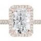 5 Carat Radiant Crushed Ice Moissanite & Diamond Halo Engagement Ring, 11x9mm Moissanite Engagement Ring, Raven Fine Jewelers