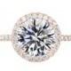 5 Carat Round Moissanite & Diamond Halo Engagement Ring 14k Rose Gold 11mm, Moissanite Engagement Ring, Handmade Rings