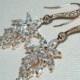 Rose Gold Cubic Zirconia Earrings, Leaf Crystal Bridal Earrings, Flower Leaf Sparkly Earrings, Cluster Rose Gold Earrings, Bridal Jewelry