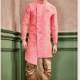 Peach Color Silk Kurta With Stand Collar for men / shervani for men / kurta set / Sherwani / ethnic wear / Groom kurta / Groom sherwani