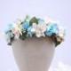 Blue flower headband Wedding flower halo Flower hair wreath Floral crown Rustic wedding flower Flower wreath Bridal headband Bridal halo