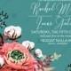 Wedding invitation watercolor greenery zinnia cotton 2019 trend privet berry card template vector invitation
