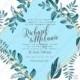 Wedding invitation watercolor blue greenery illustration bridal shower invitation card template thank you card