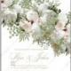 Soft white peony wedding invitation vector card template