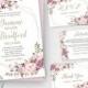 Floral Geometric Wedding Invitation Template, Printable DIY Bohemian Wedding Suite, Editable Instant Download Invite, Romantic Greenery