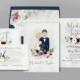 Blush Wedding Invitation, Custom Illustrated Couples Portrait, Unique Wedding Invite, Printable Invite, Wedding Portrait