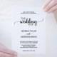 Rustic Calligraphy Wedding Invitation Template: A Printable Simple Black and White Wedding Invite, DIY Editable PDF Instant Download K008