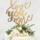 Gold "Love you more" Wedding Cake Topper - Cake Toppers - Rustic Country Chic Wedding - Wedding Cake Topper - Beach Cake Topper -
