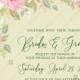 Peony wedding invitation spring pink flower and greenery decoration bouquet